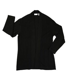 Chico's Travelers Vtg Black Open Front Long Sleeve Knit Cardigan Women's 1 USA